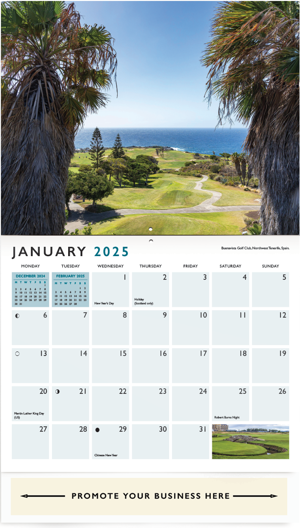 Golf Around The World Wall Calendar